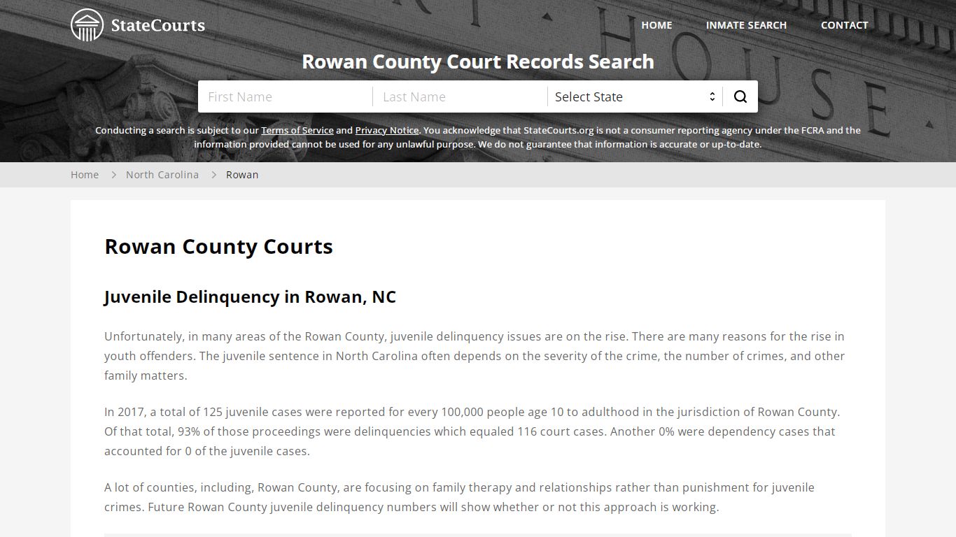 Rowan County, NC Courts - Records & Cases - StateCourts